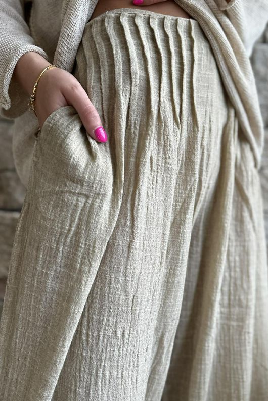 Loom & Thread Pin Tuck Pant Washed Oat /41=